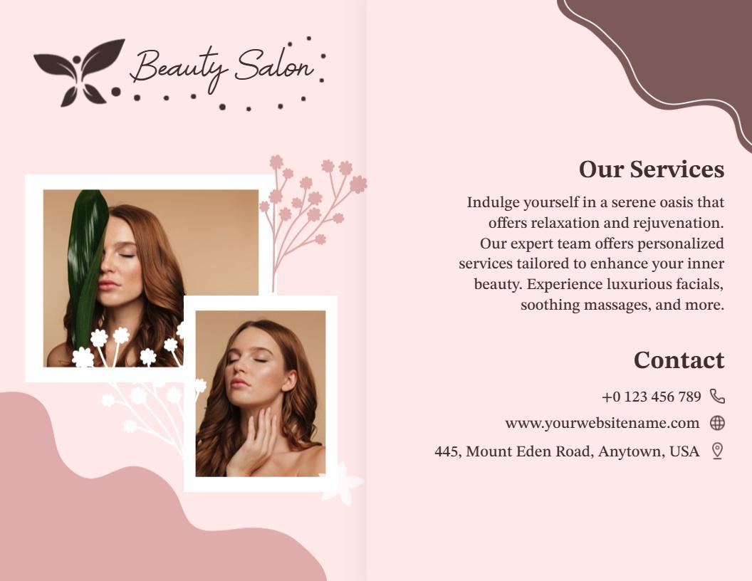 Serene Pink Beauty Salon Services Relaxation Brochure Template