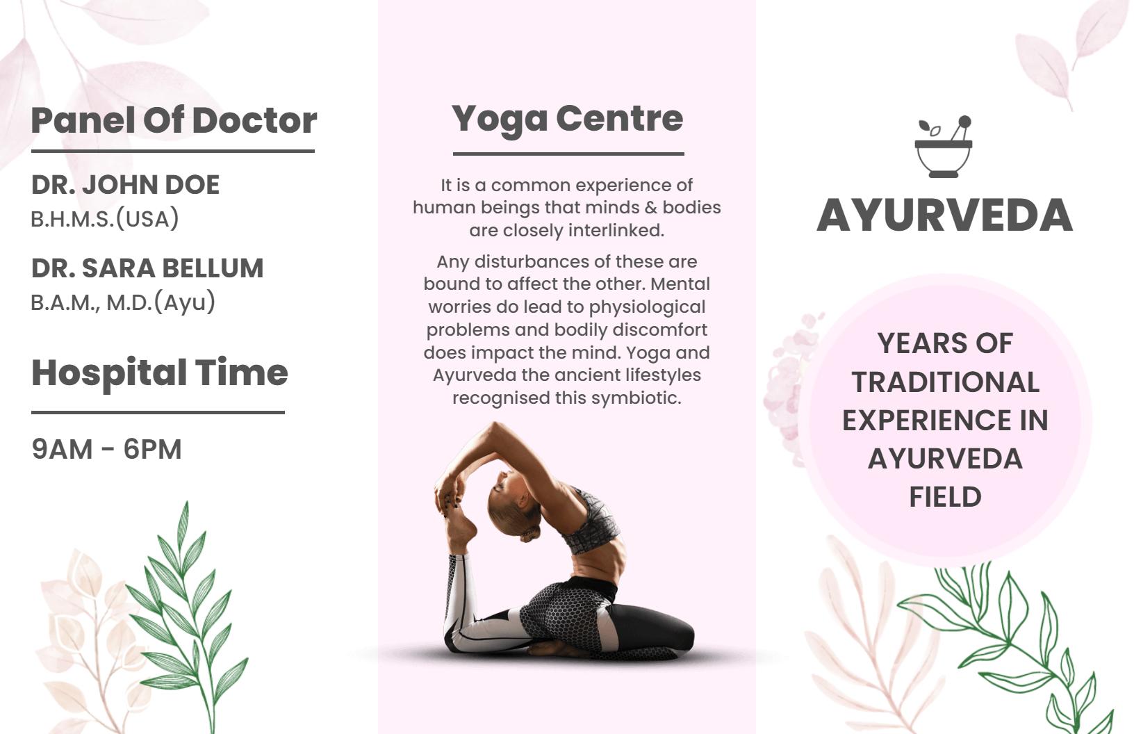 Serene Pink Yoga Centre and Ayurveda Healing Brochure Template
