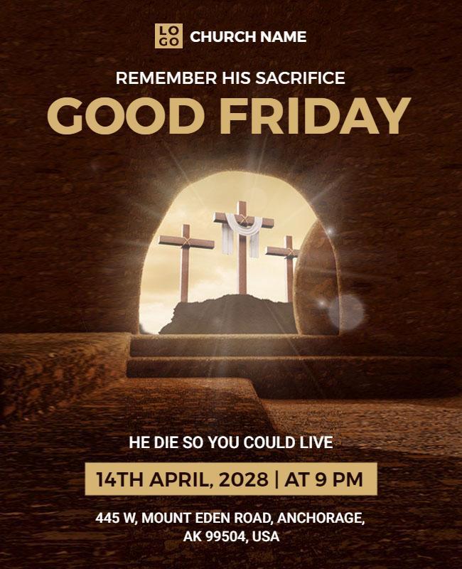 Serene Religious Good Friday Remembrance Poster Template
