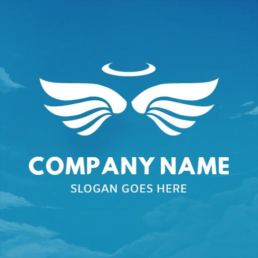 Serene Sky with Angel Wings Illustrating Heaven Concept Logo Template