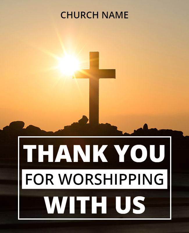 Serene Sunset Cross Appreciation Worship Poster Template