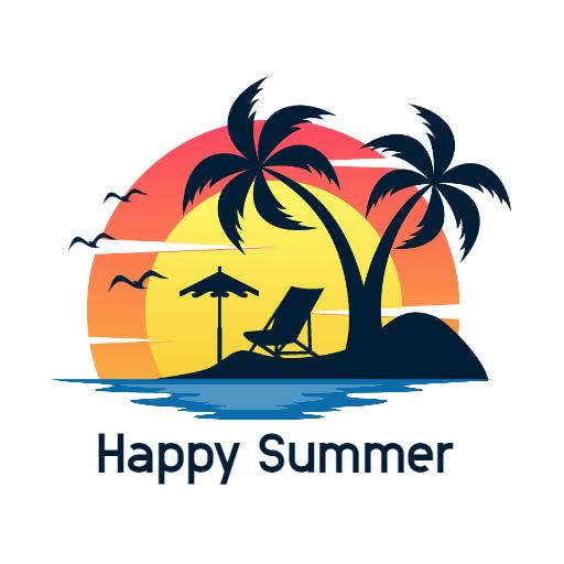 Serene Sunset Over Tranquil Beach Scene Logo Template