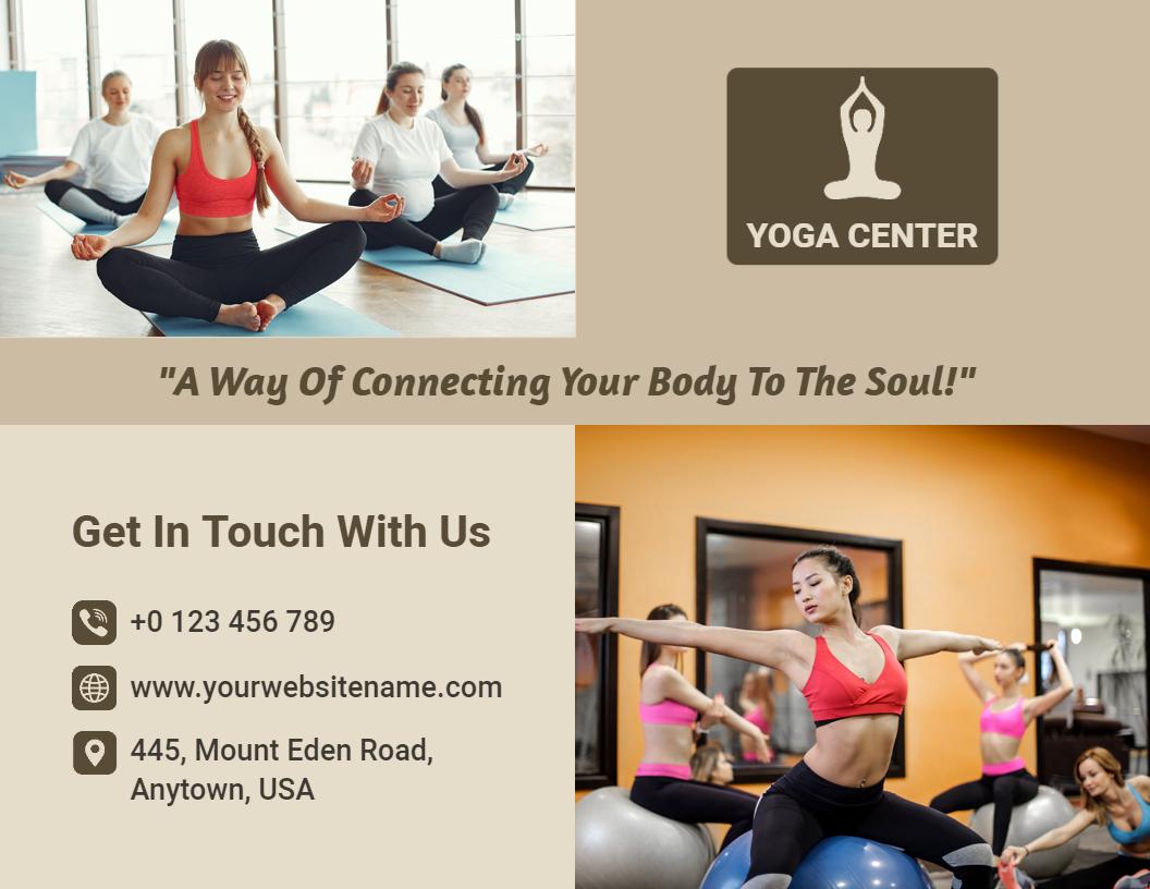Serene Yoga Center Community Classes and Benefits Brochure Template