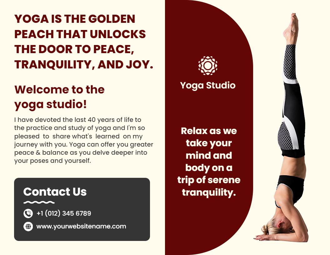 Serene Yoga Studio Peaceful Practice and Membership Brochure Template