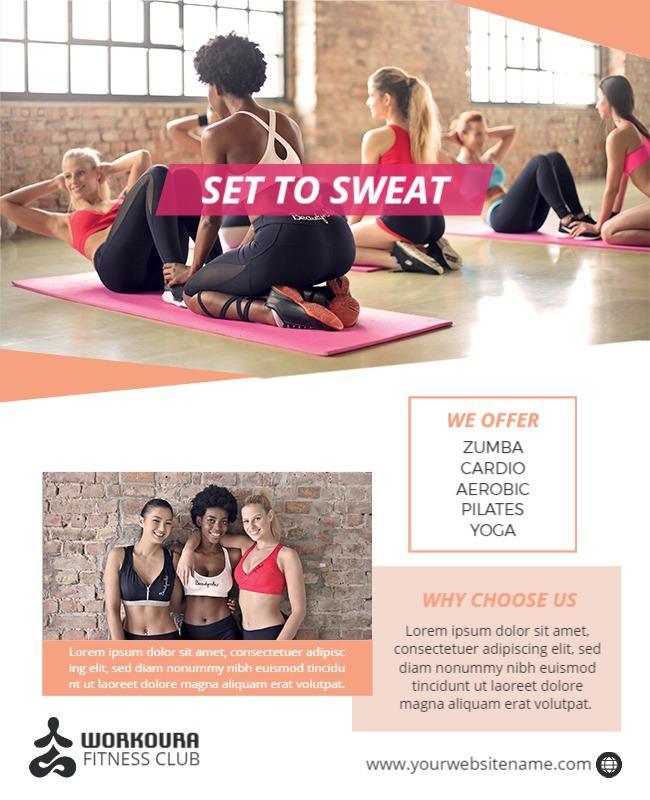 Set to Sweat Fitness Class Promotion Flyer Template