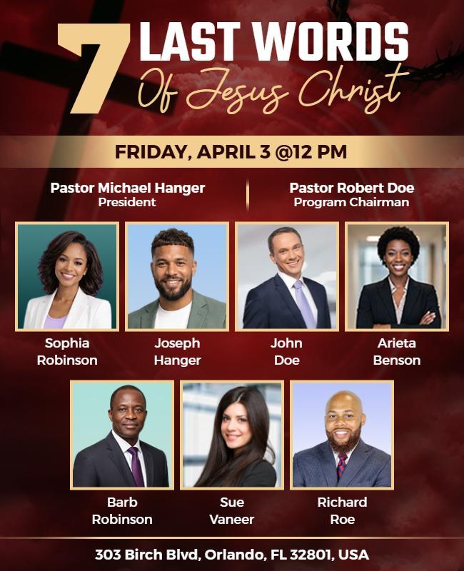 Seven Last Words of Christ Themed Seminar Flyer Template