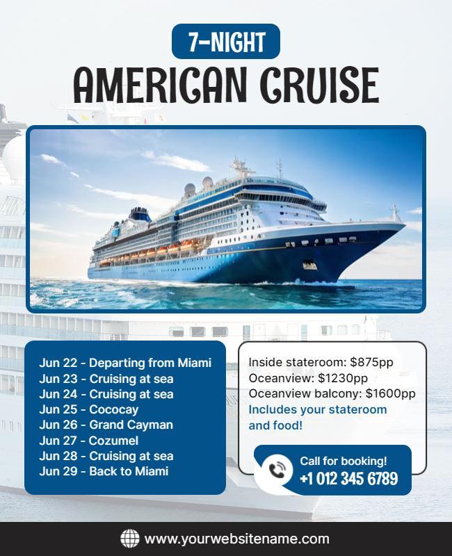 Seven Night American Cruise Adventure Flyer Template