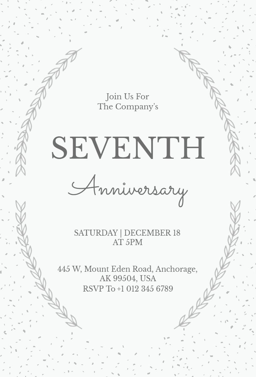 Seventh Company Anniversary Celebration Invitation Template