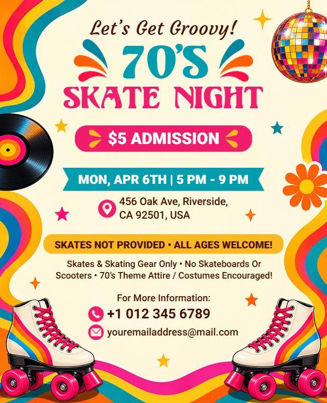 Seventies Themed Skate Night Event Flyer Template