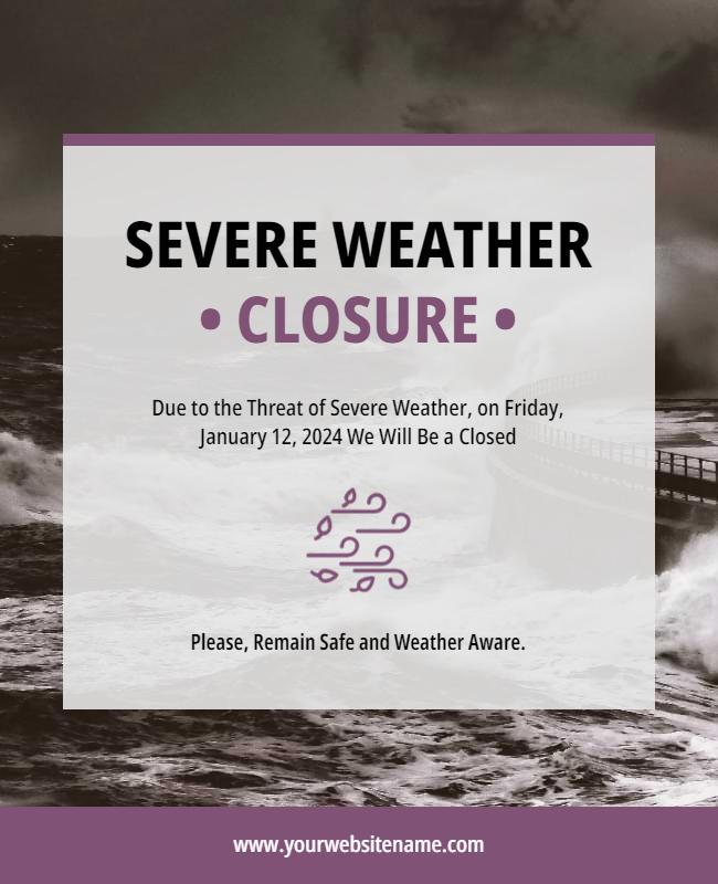 Severe Weather Closure Announcement Flyer Template