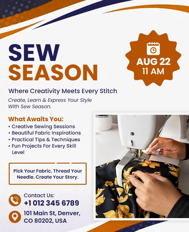 Sew Season Creativity Workshop Flyer Template