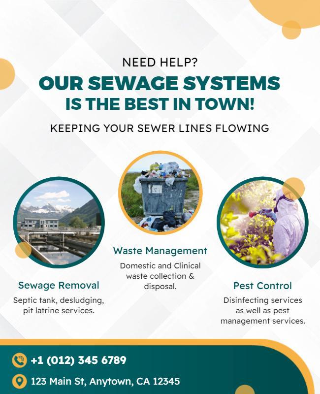 Sewage Systems and Waste Management Services Flyer Template