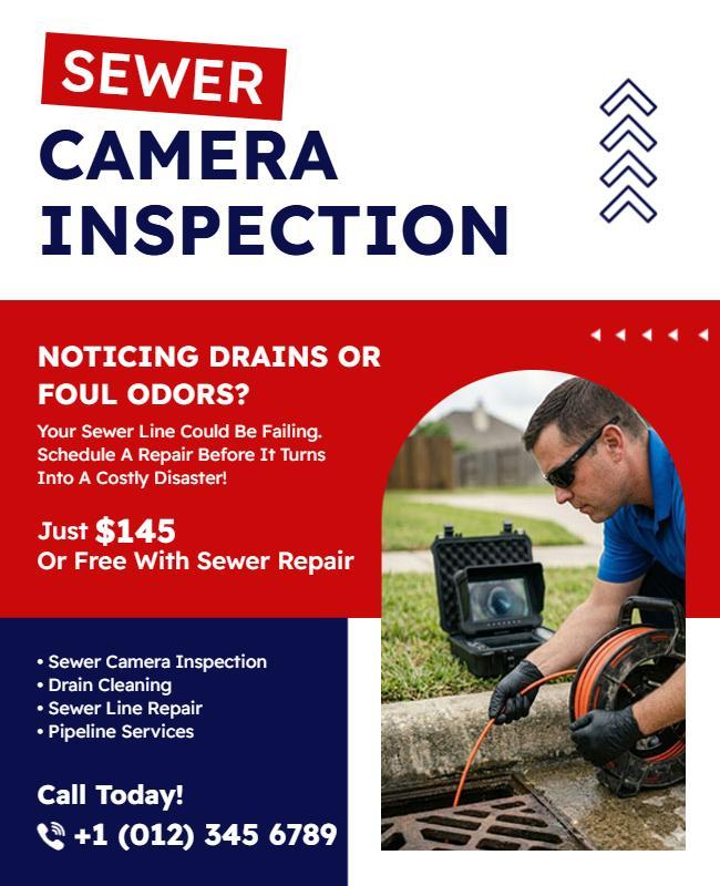 Sewer Camera Inspection Service Flyer Template