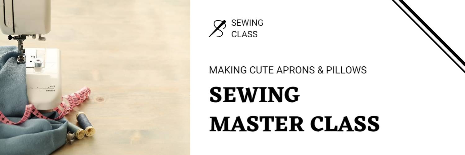 Sewing Machine and Fabrics for Creative Sewing Class Twitter Banner Template