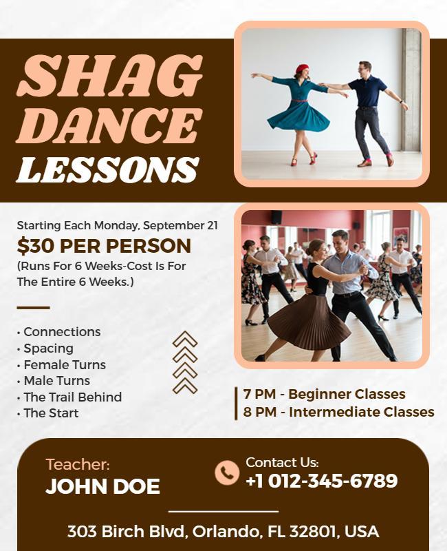 Shag Dance Lessons Promotional Flyer Template