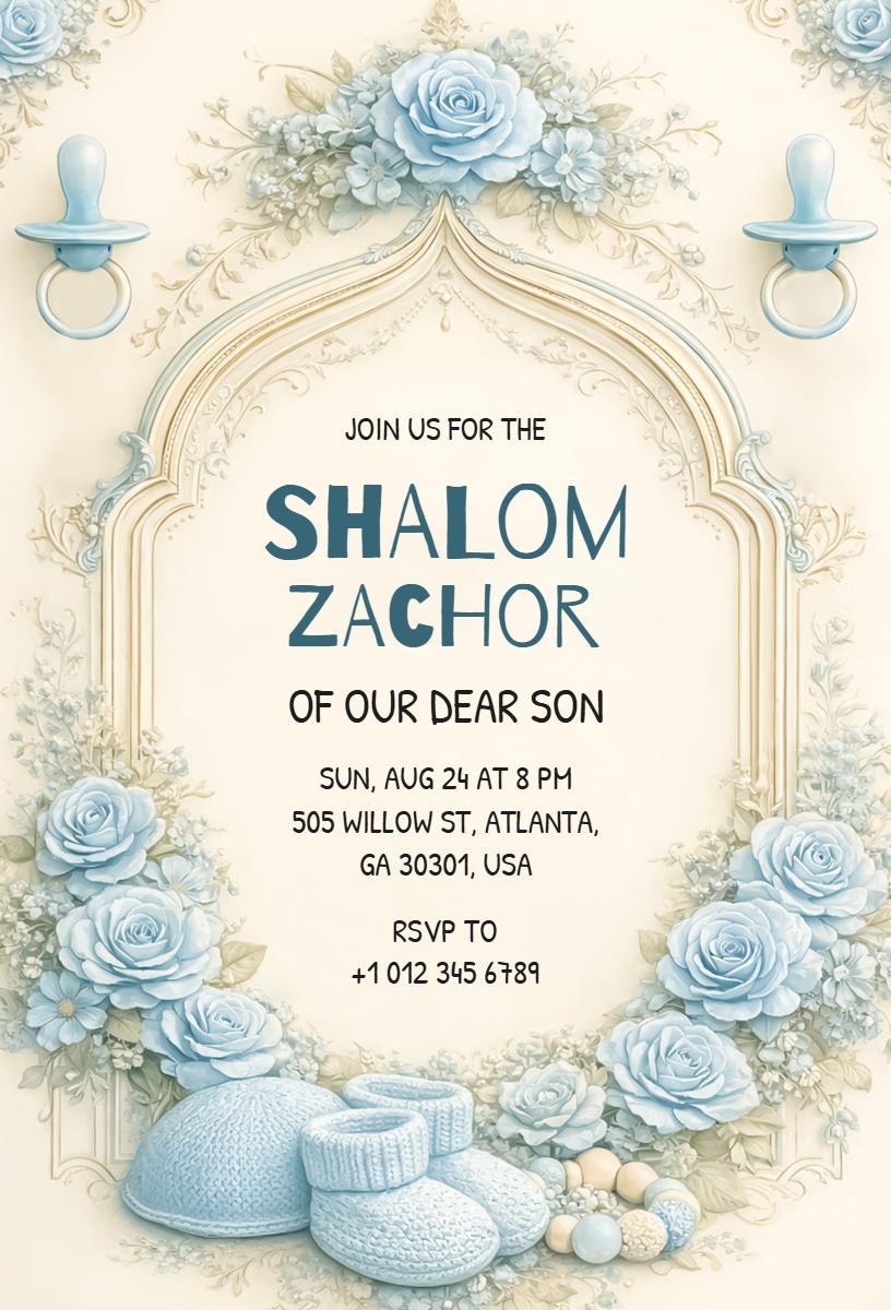 Shalom Zachor Baby Celebration Event Invitation Template