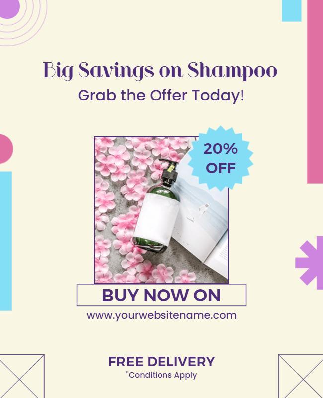 Shampoo Discount and Free Delivery Offer Flyer Template