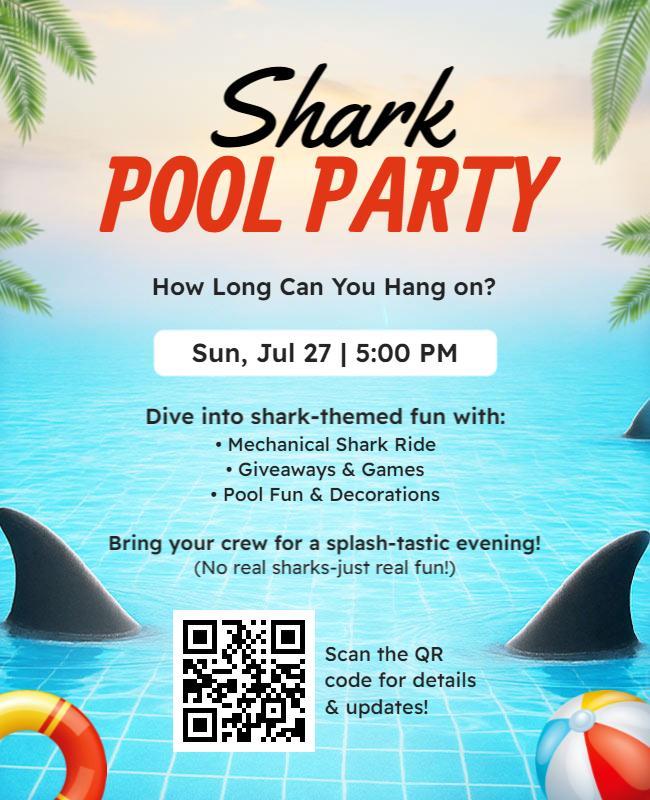 Shark-Themed Pool Party Event Flyer Template