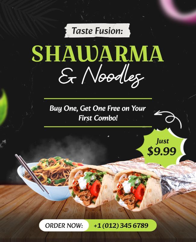 Shawarma and Noodles Special Offer Flyer Template