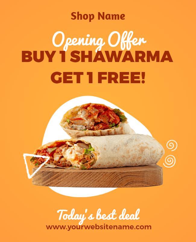 Shawarma Opening Offer Promotional Flyer Template