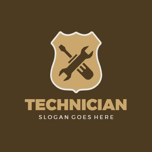 Shield Design Featuring Tools for Skilled Technician Logo Template