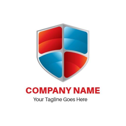 Shield Design in Blue and Red Emphasizing Security Services Logo Template