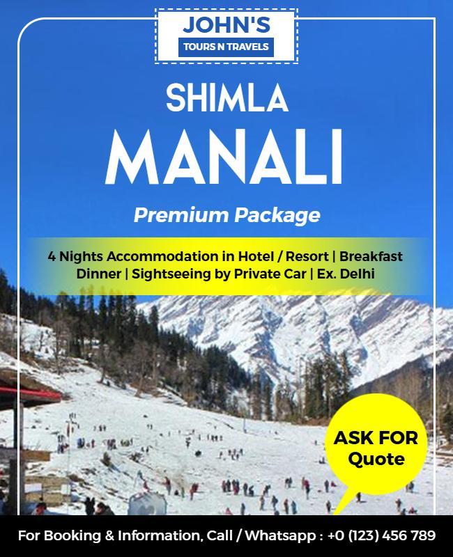 Shimla Manali Travel Package Promotional Flyer Template