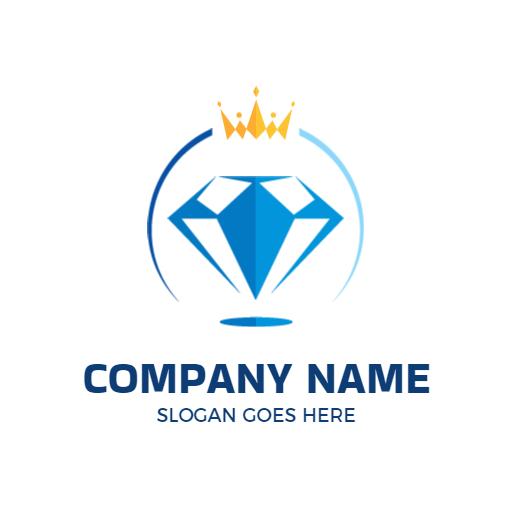 Shining Blue Diamond with Elegant Crown Design Logo Template