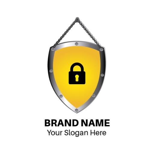 Shiny Yellow Shield Icon Symbolizing Trust in Security Logo Template