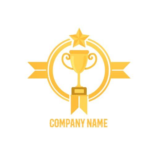 Shiny Yellow Trophy and Star in Champions Logo Template