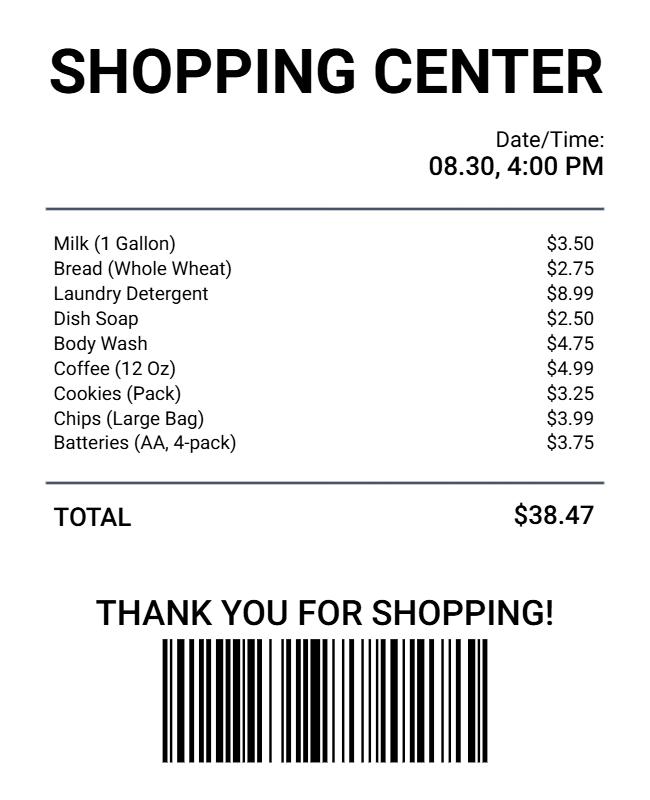 Shopping Center Receipt Template Flyer Template