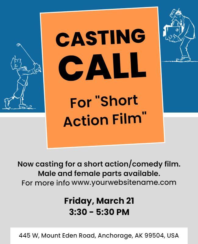 Short Action Film Casting Call Flyer Template