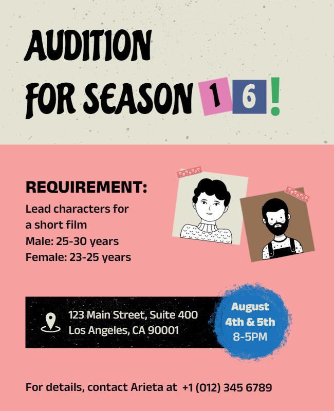 Short Film Casting Call Audition Flyer Template