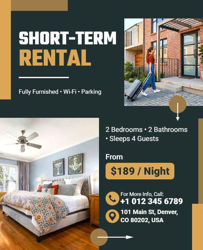 Short-Term Rental Accommodation Promotion Flyer Template