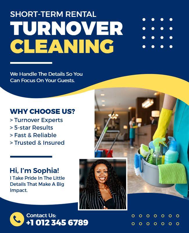 Short-Term Rental Turnover Cleaning Service Flyer Template