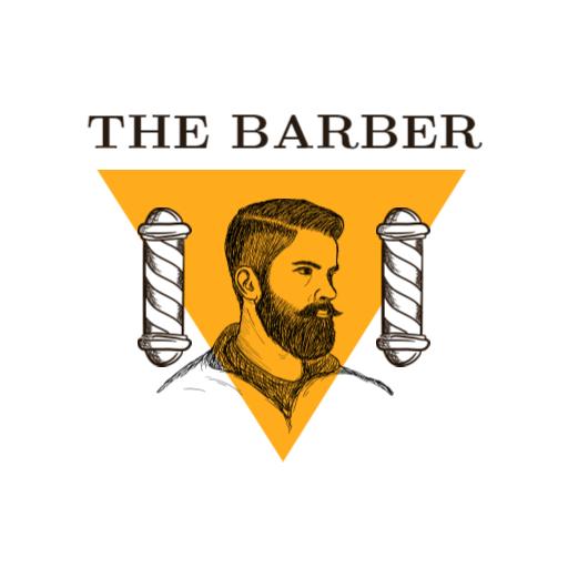 Showcasing a Skilled Barber with Elegant Yellow Triangle Sketch Logo Template
