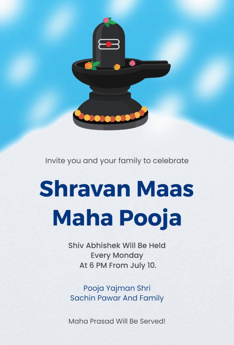 Shravan Maas Reverent Maha Pooja Celebration Invitation Template