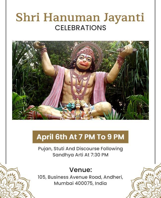 Shri Hanuman Jayanti Celebrations Flyer Template