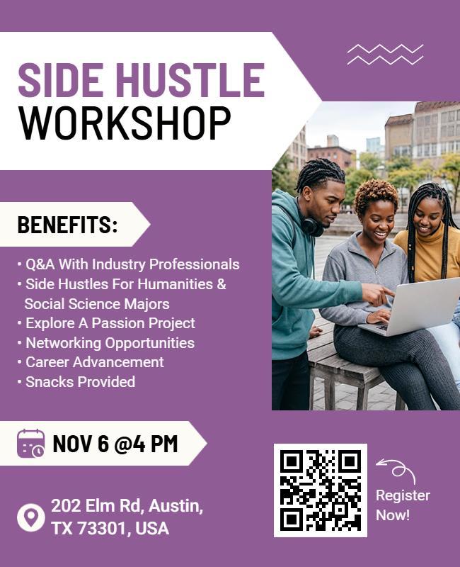 Side Hustle Workshop Event Flyer Template