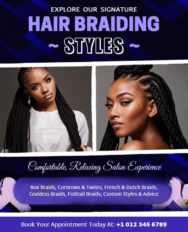 Signature Hair Braiding Salon Experience Flyers Template