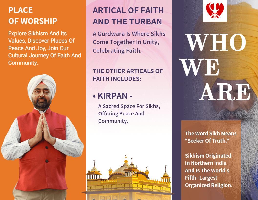 Sikhism Community Celebration of Faith and Unity Brochure Template