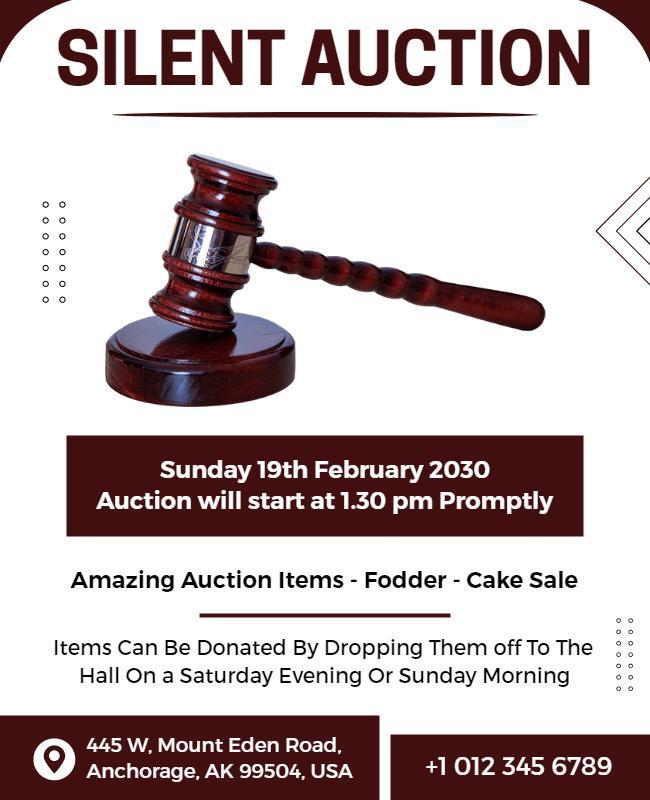 Silent Auction Event with Cake Sale Flyer Template