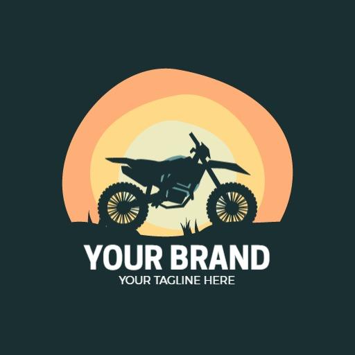 Silhouette Motorcycle Against a Sunset Background Logo Template