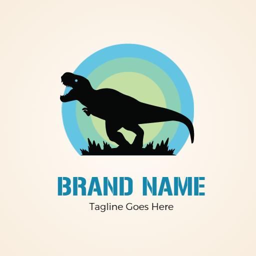 Silhouette of a Mighty Dinosaur in Vibrant Blue Logo Template