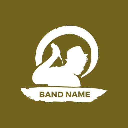 Silhouette of Musician with Microphone for Band Identity Logo Template