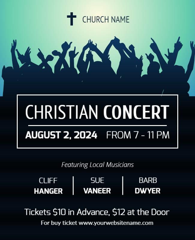 Silhouetted Crowd at a Christian Concert Event Poster Template