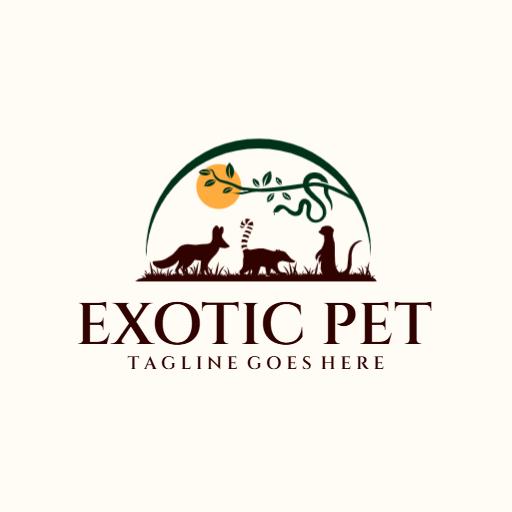 Silhouetted Wild Animals in Nature Represent Exotic Pet Logo Template