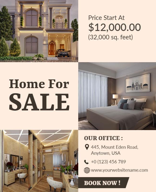 Silk and Peach Cream House for Sale Flyer Template