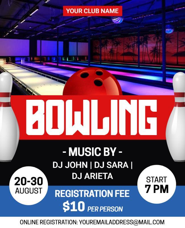 Silver and White Bowling Flyer Template