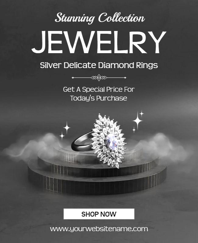 Silver Diamond Jewelry Rings Promotional Flyer Template